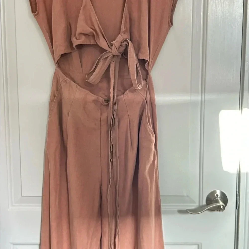 Aritzia Wilfred Linen Blend Wide Leg Jumpsuit size 2 beach boho vacation flowy